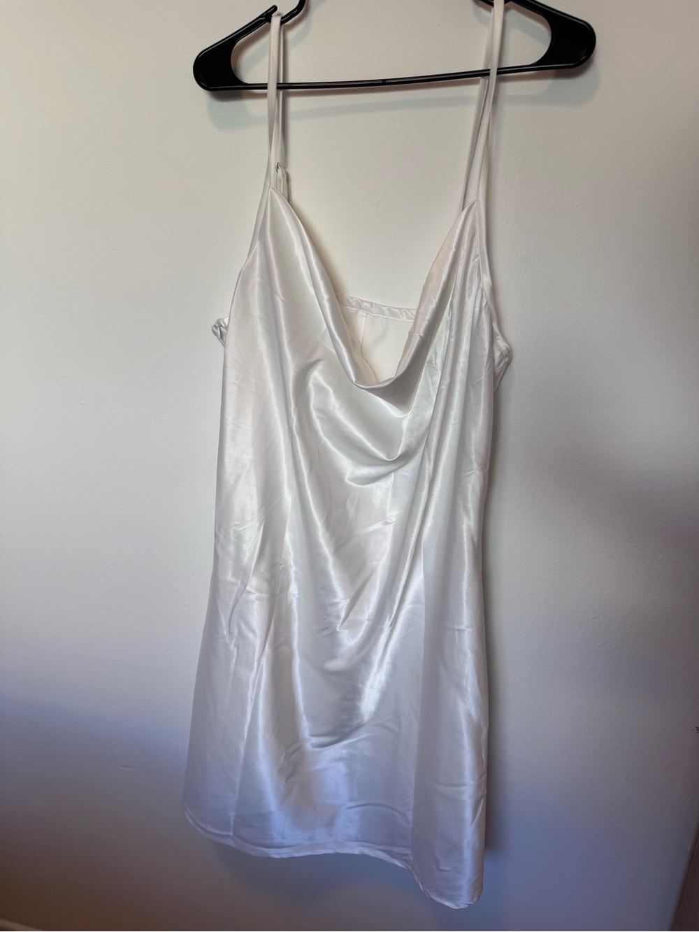 White Satin Cowl Dress